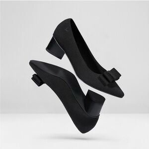 Vivaia Titli Pointed Toe Bow Heels Old Money  Timeless Comfort Office Ebony 39 8